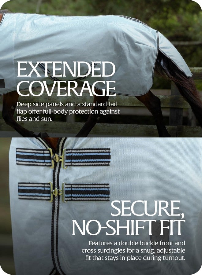 Equinavia Gard Horse Fly Sheet | UV Protection Mesh Fly Sheet for Horses | Lightweight Nylon Turnout Sheet Fly Sheets for Horses - Light Blue - 78 in - Image 4